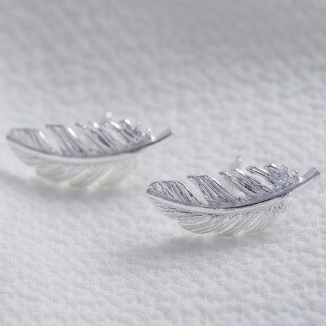 Sterling silver feather hot sale stud earrings