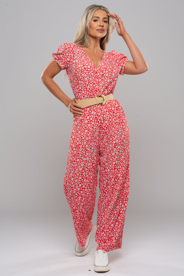 Sugarhill Brighton Kalisha Jumpsuit - Red Rainbow Daisies