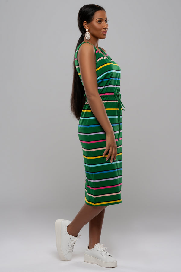 Sugarhill Brighton Gilly Jersey Dress - Green Double Stripe