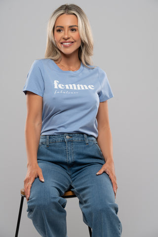 Ichi Runella Femme fabuleuse T-Shirt - Blue
