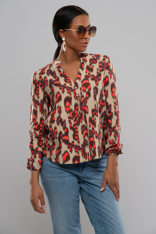 B.young Ibano V-neck Blouse - Cayenne Mix