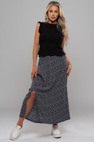 Ichi Izzy Maxi Marrakech Skirt - Total Eclipse Dot