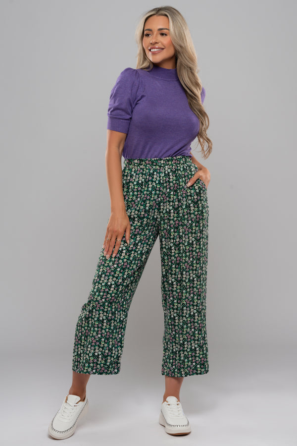 Ichi Marrakech Trousers - Multi colour Holly Green