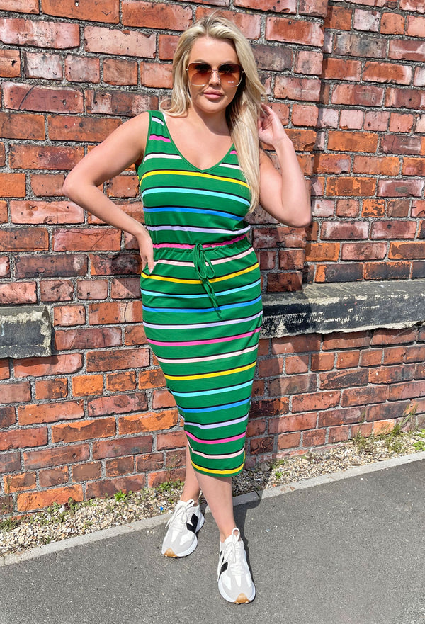 Sugarhill Brighton Gilly Jersey Dress - Green Double Stripe