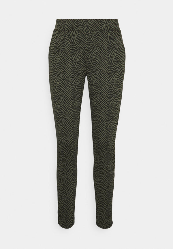 ICHI Kate Zebra Print Trousers - Ivy Green