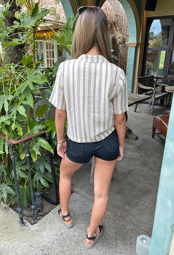 Ichi Tiffany Striped Short Sleeve Shirt