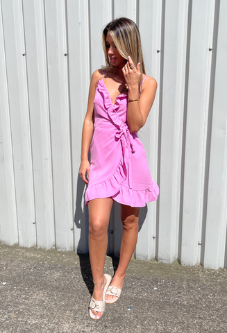 ONLY Nova Lux Strap Wrap Dress - Pink