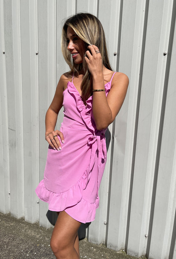 ONLY Nova Lux Strap Wrap Dress - Pink