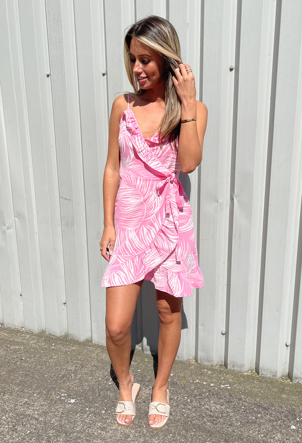 ONLY Nova Lux Strap Wrap Dress - Fuschia Pink