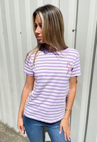 Sugarhill Brighton Maggie Lightning T-shirt - Lilac Stripe