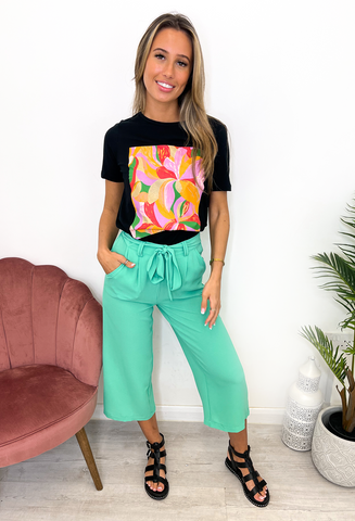 ONLY Nova Lux Crop Palazzo Trousers - Green