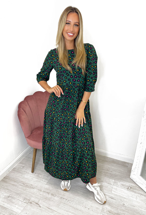 Sugarhill Brighton Zaina Tiered Maxi Dress - Green Painted Floral