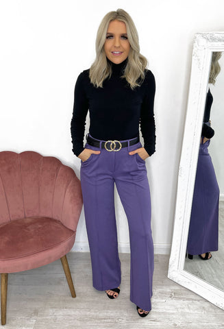 Ichi Kate SUS Office Wide Trousers - Loganberry