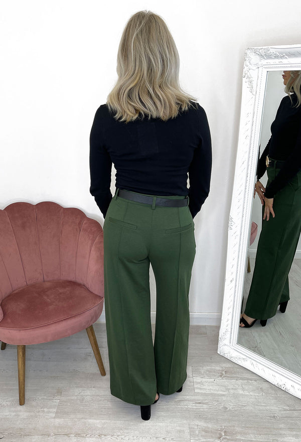 Ichi Kate SUS Office Wide Trousers - Kombu Green