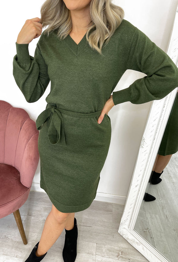 B. Young Nonina V Neck Dress  - Rifle Green