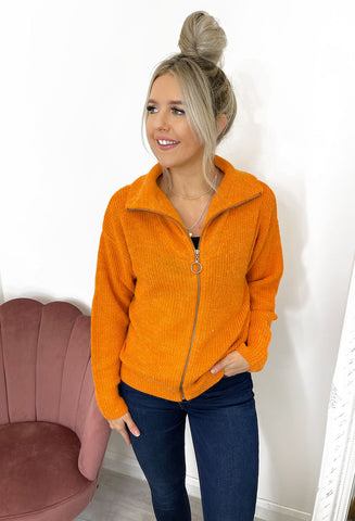 Ichi Novo Cardigan - Orange Pepper