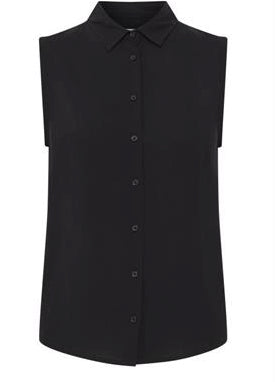 Ichi Vera Lightweight Sleeveless Shirt - Black