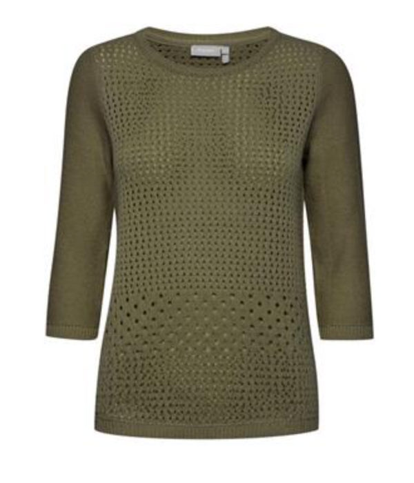 Fransa Point Knitted Pullover - Khaki