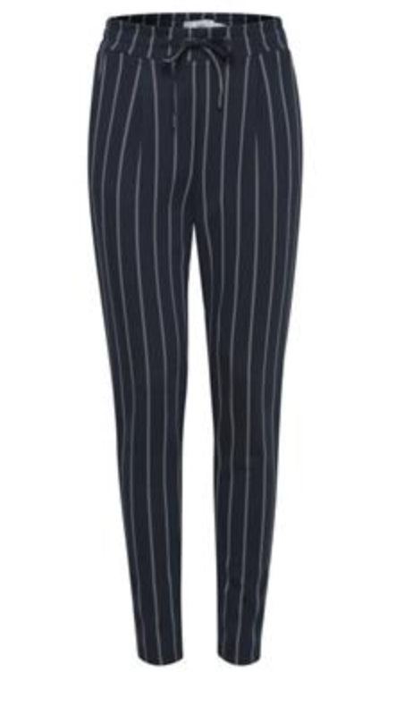ICHI Ruti Stripe Trousers - Navy Blue
