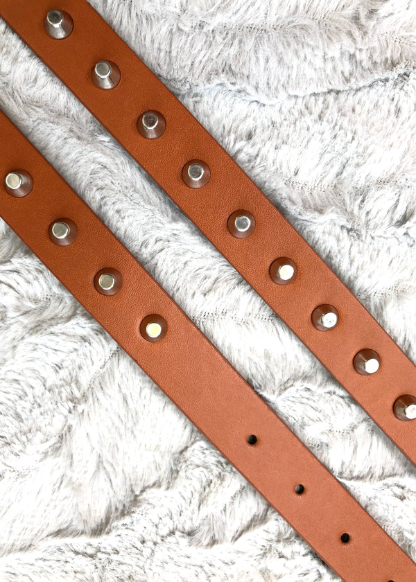 Capella Studded Tan Belt with Western Buckle